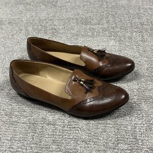 Naturalizer Lorraine Flats Shoes Womens 12 Tassels Two Tone Brown Cap Toe